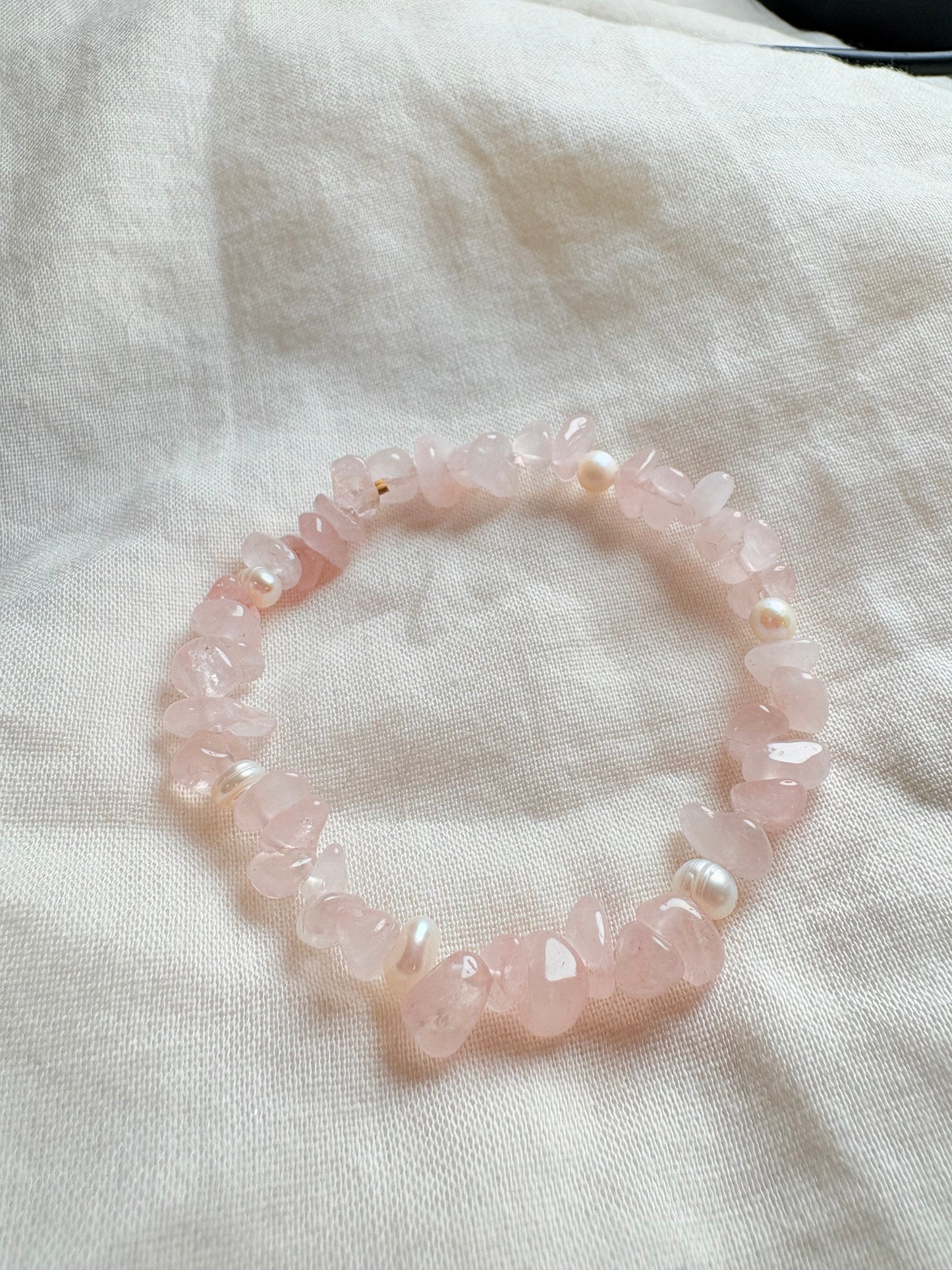 Rose Quartz and Freshwater Pearl Bracelet